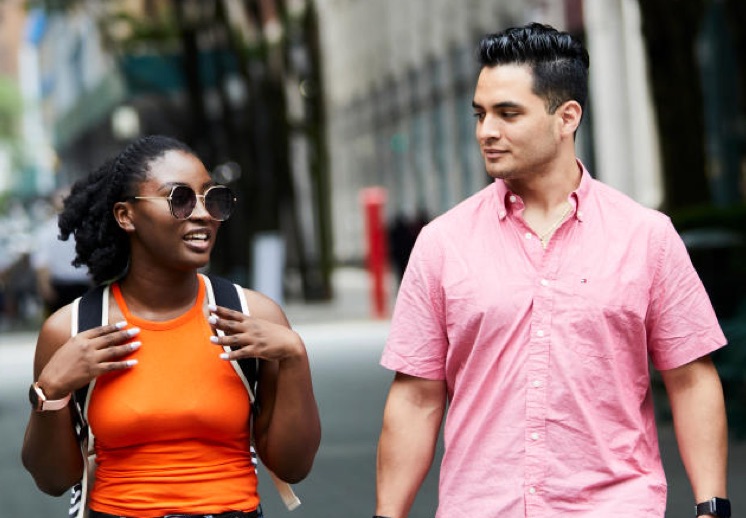 students walking NYC streets